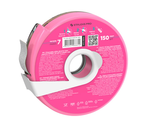 Disposable White Abrasive Tape papmAm Staleks EXPERT 150 Grit im Kunststoffgehäuse