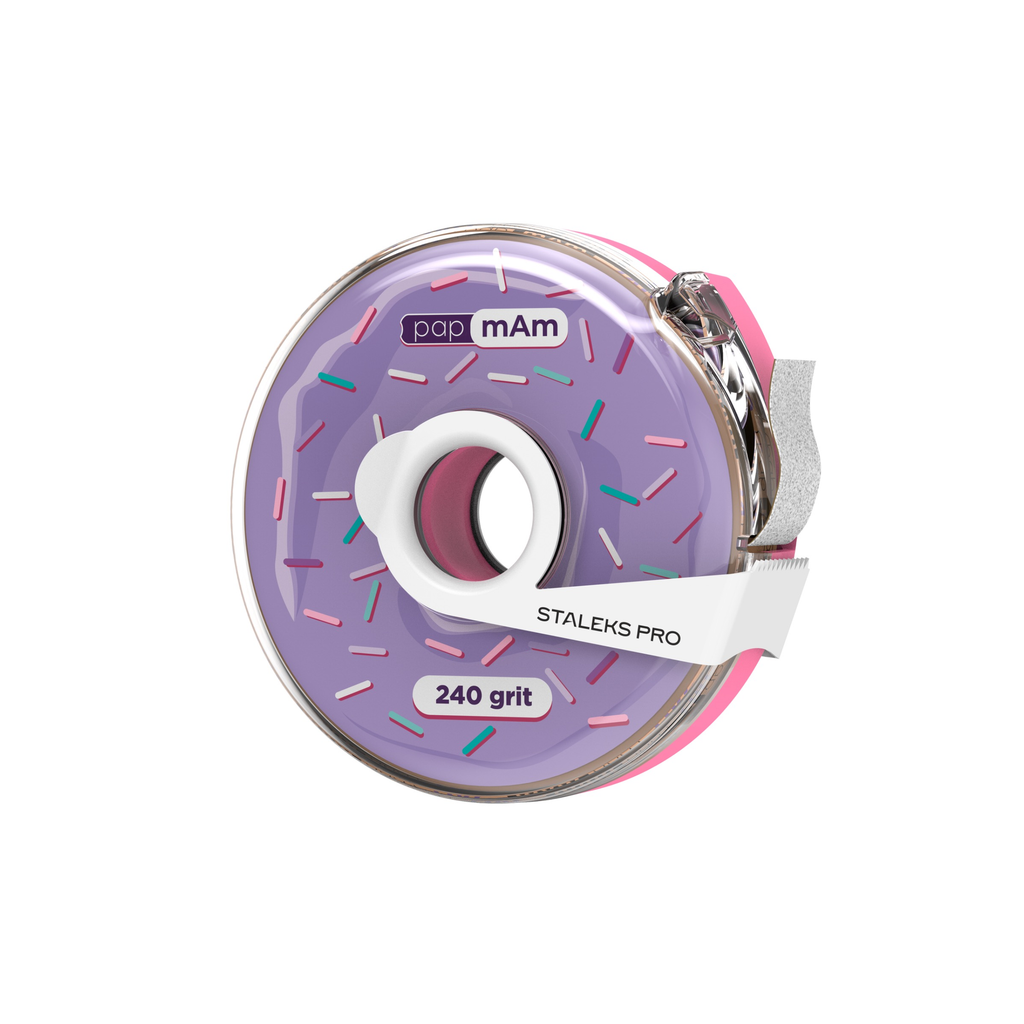 Disposable White Abrasive Tape papmAm Staleks EXPERT 240 Grit im Kunststoffgehäuse