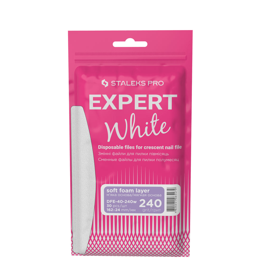 Einweg-Feilblätter White für Halbmond-Nagelfeile Staleks EXPERT 40 – 240 Grit (30 Stück)